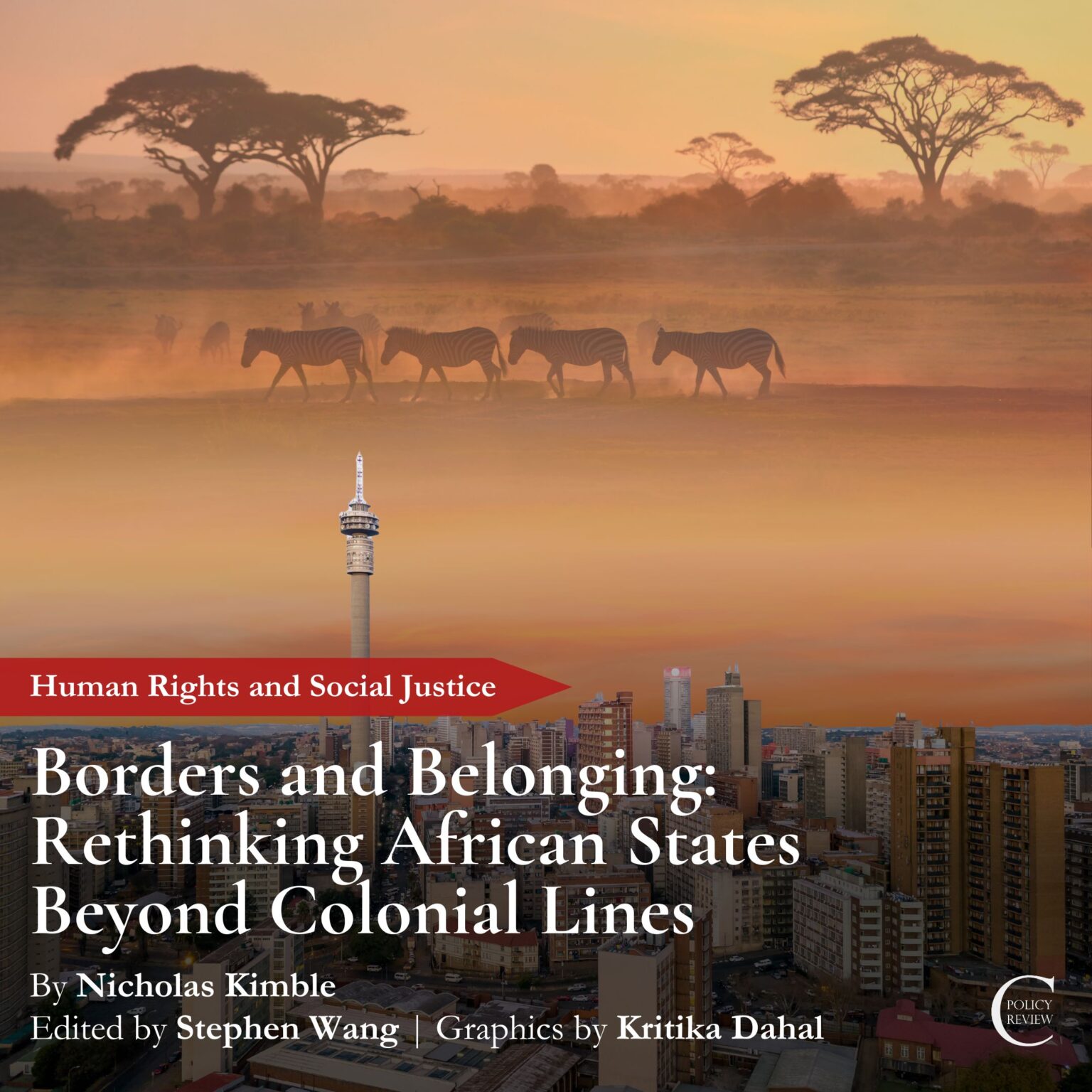 Cover of Nicholas Kimble article- imagery of African landscape.