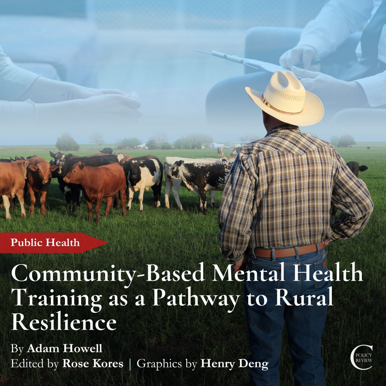 Cover Photo: Community based mental health training as a pathway to rural resilience. Photo of a farmer with his back turned observing cattle.